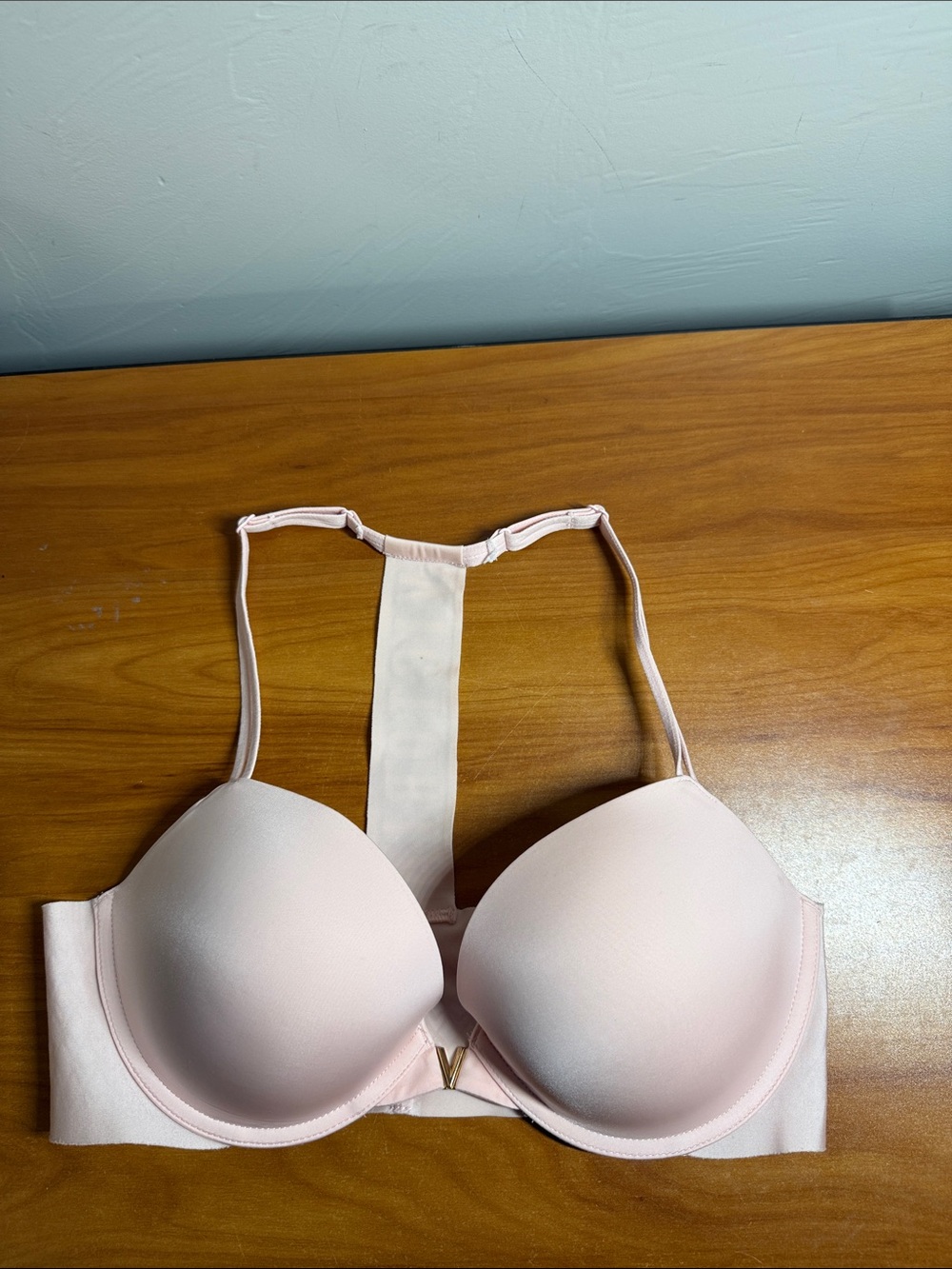 Victorias Secret Pushup Bra Front Clasp Racerback Blush Light Pink 36C